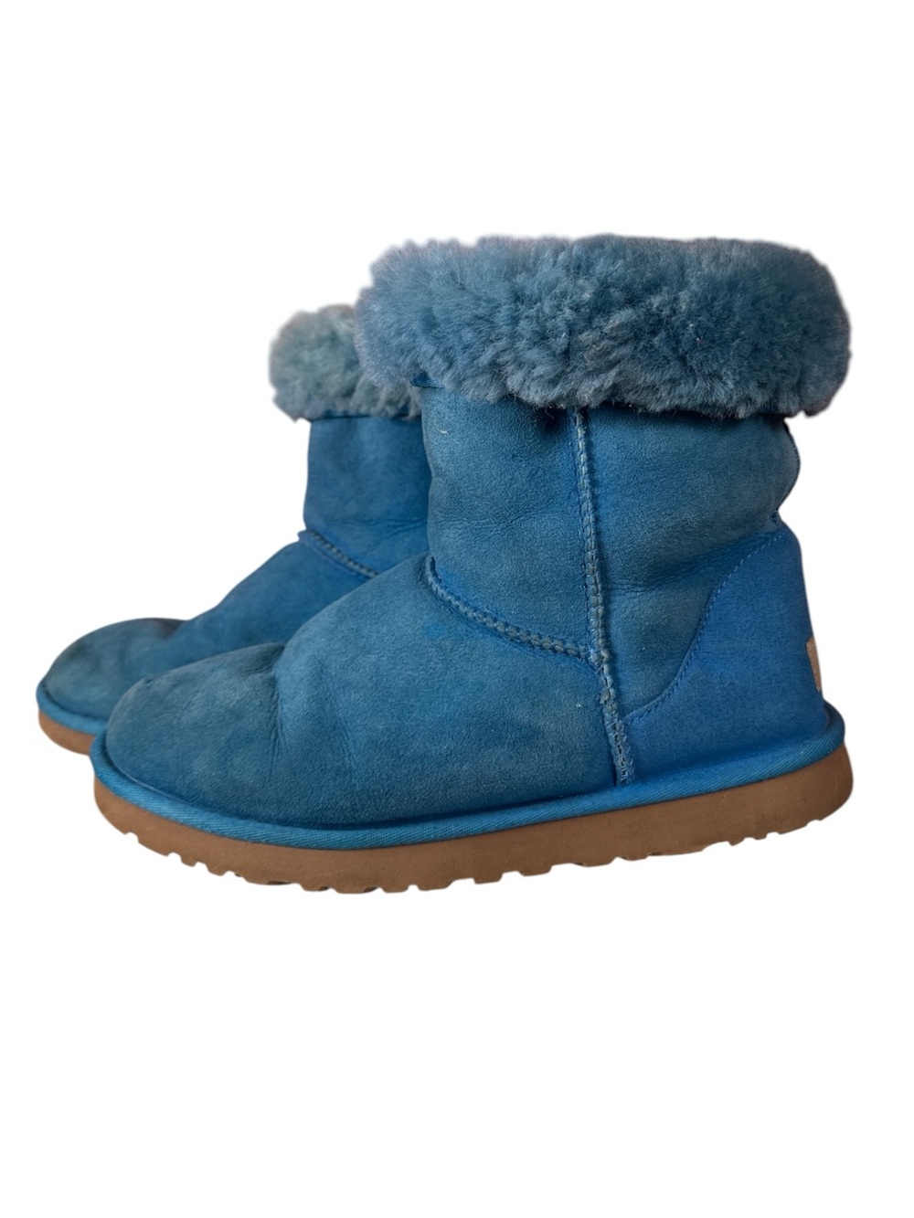 UGG Short Blue Suede Shearling Boots